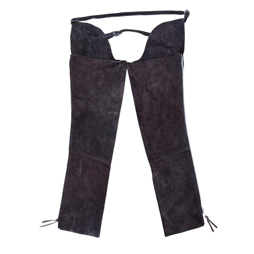 EquiGrip Dark Brown Suede Leather Equestrian Riding Chaps Zip Buckle Size Medium